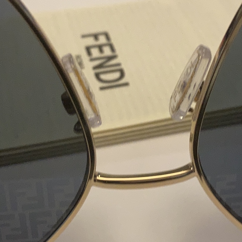 Fendi Women's Gold Frame Sunglasses with Dark Blue Lenses - Picture 9 of 16